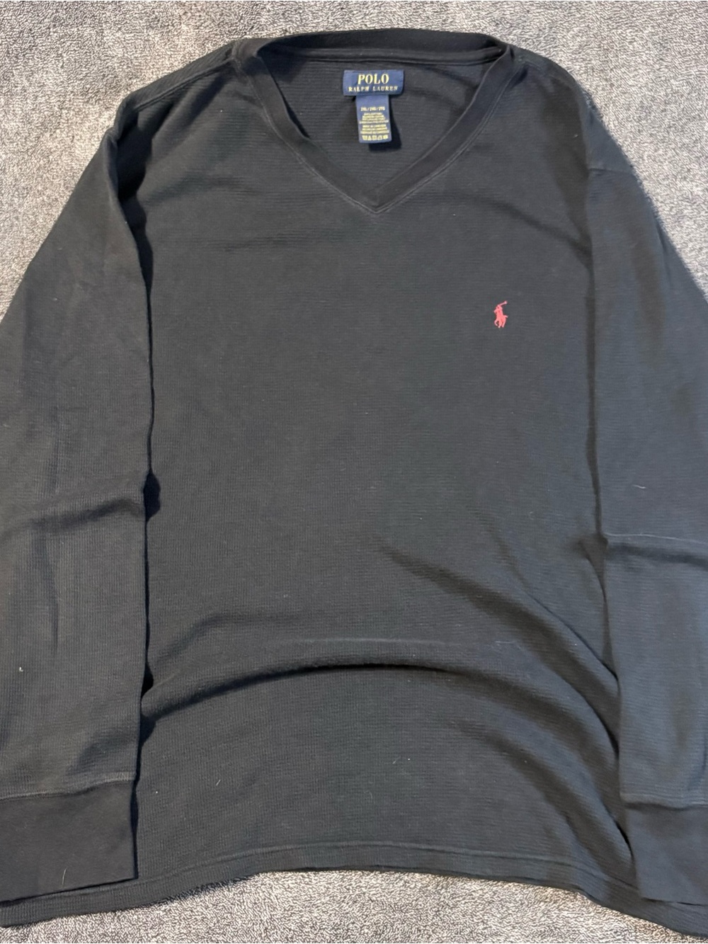 Polo by Ralph Lauren Black V‑Neck Sweater with Pink Pony